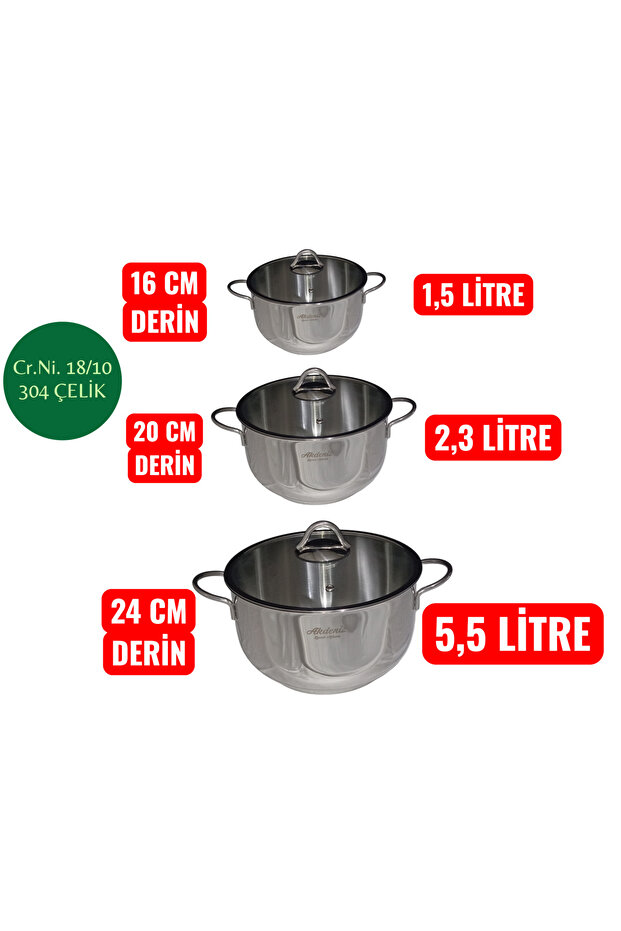 Linda 9 Parça Çelik Set - 3