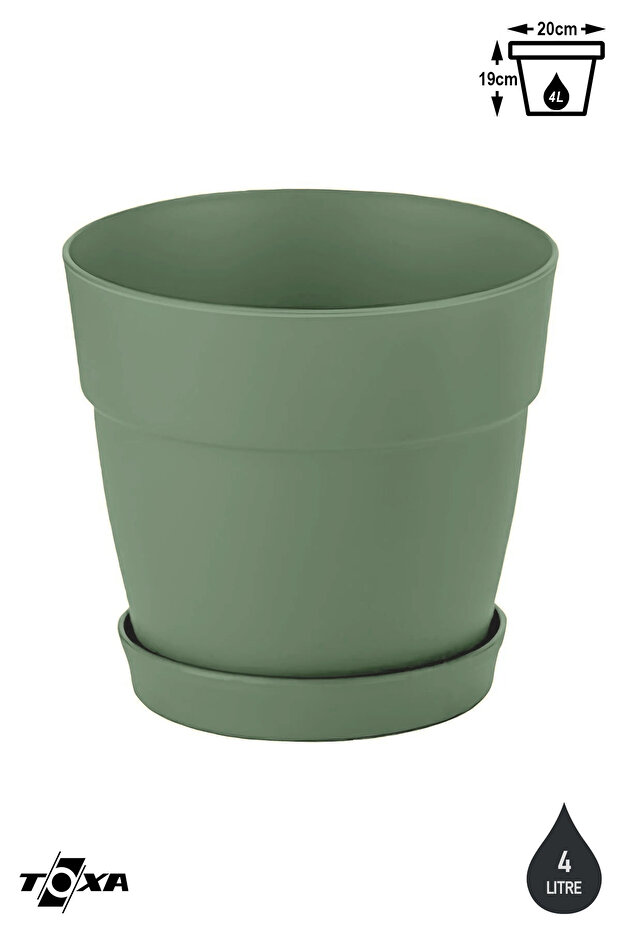 2 Adet 4 Litre Mono Saksı Tabaklı Drenaj Delikli Plastik Çiçek Saksısı - 2