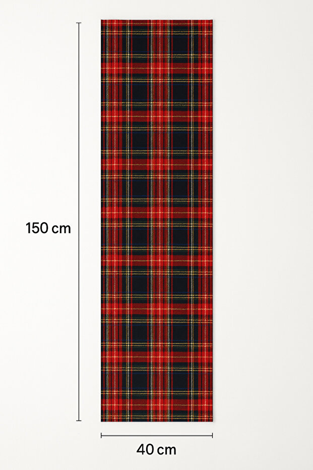 Rustik Tarz Kırmızı Ekose Duck Keten Sofra Runner’ı – Yılbaşı Dekoru İçin İdeal - 2