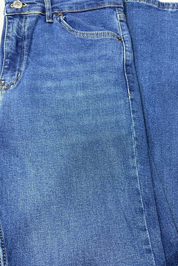 MAVİ İSPANYOL PAÇA YÜKSEK BEL JEAN PANTOLON UTC006 - 6