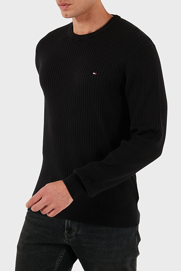 Pamuk ve Kaşmir Karışımlı Regular Fit Bisiklet Yaka Kazak Erkek KAZAK MW0MW40449 BDS - 5