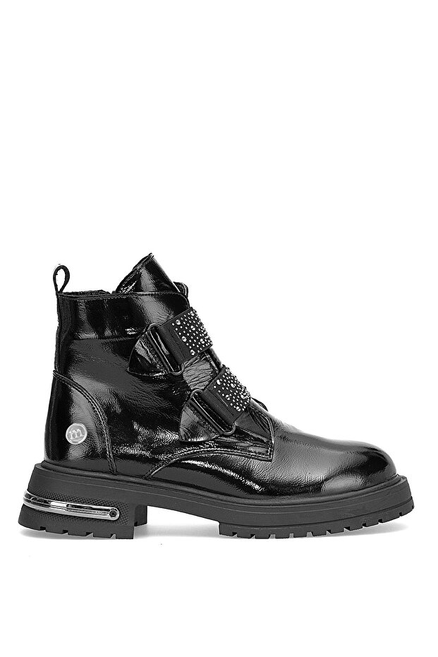 D25Kb-8175 Women's Genuine Patent Leather Heeled Boots Black