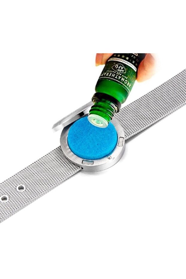 B05 Aromatherapy bracelet with diffuser for essential oils, metal mesh strap and Tree of Life - 2