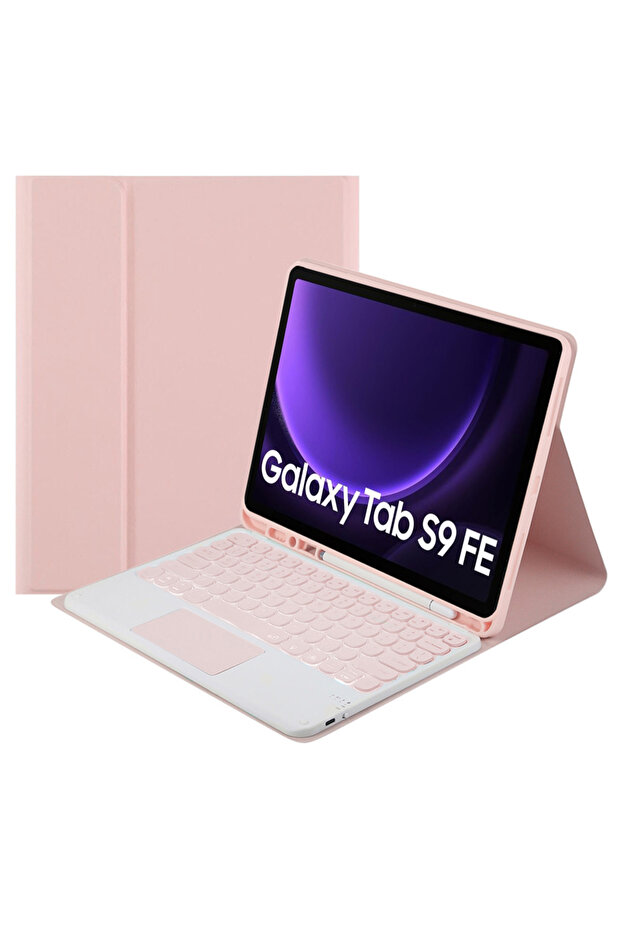 Galaxy Tab S9 FE Bluetooth Keyboard Case with Touchpad (Pink) - 1