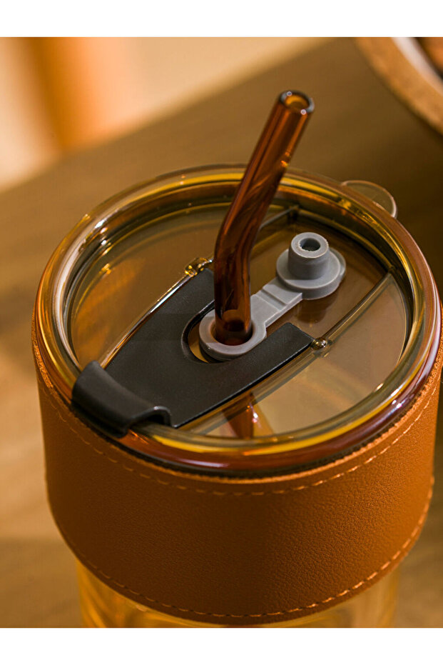 Create Your Style from Uzg Store |   Glass Cup with Straw 380 ml - 2