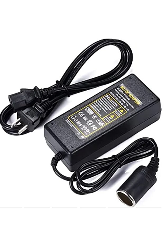 Adapter, from 240-100V-50/60Hz to 12V, 10A with European input and car cigarette lighter output - 1
