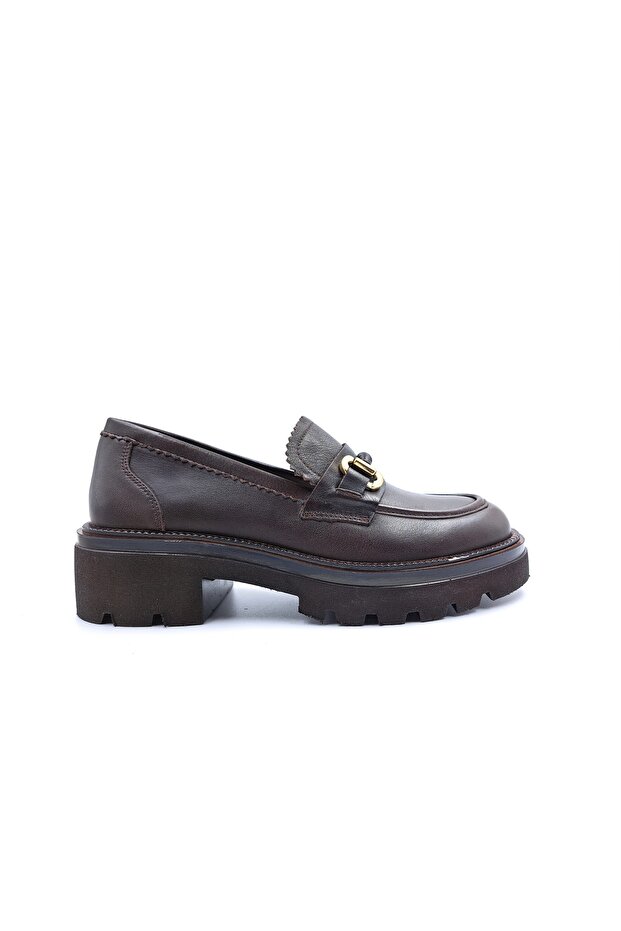 Genuine Leather Women's Brown Loafer Shoes