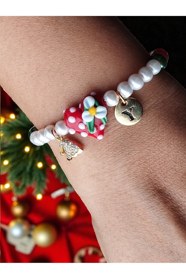New Year's Themed Murano Glass Bracelet with New Year's Hat Detail