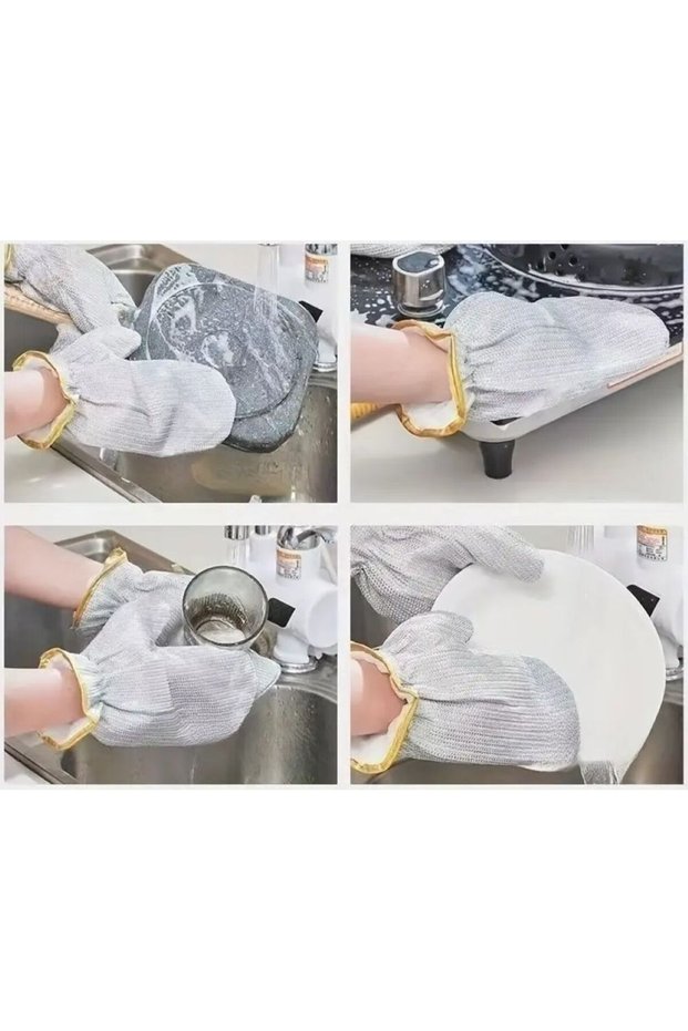 2 Pieces of Inox Wire Stubborn Dirt Cleaning Gloves Miracle Cleaning