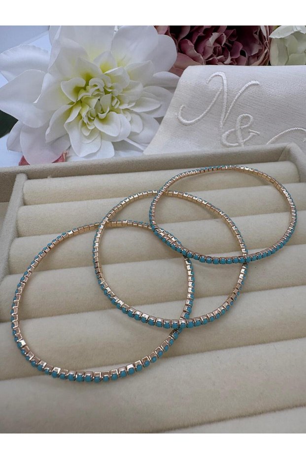 Zircon Stone Sparkling Waterway Flexible Bracelet (3 Pieces)