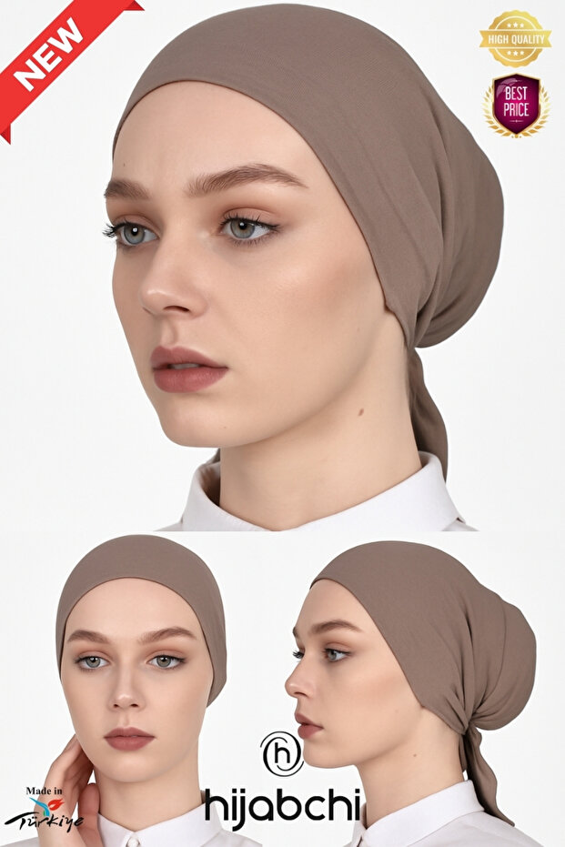 غطاء رأس كلاسيكي من القطن الممشط مع خياطة أمامية - غطاء قطني كلاسيكي تحت الحجاب - لون فاتح
