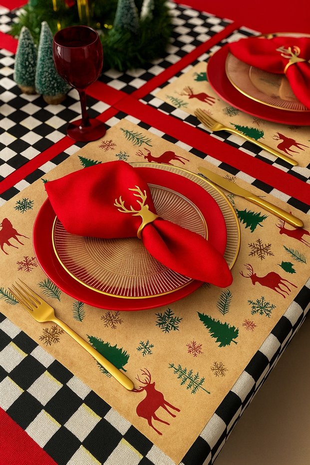 40Pcs Colorful Christmas Table Presentation Paper Tableware Decor Paper Natural Kraft Placemat