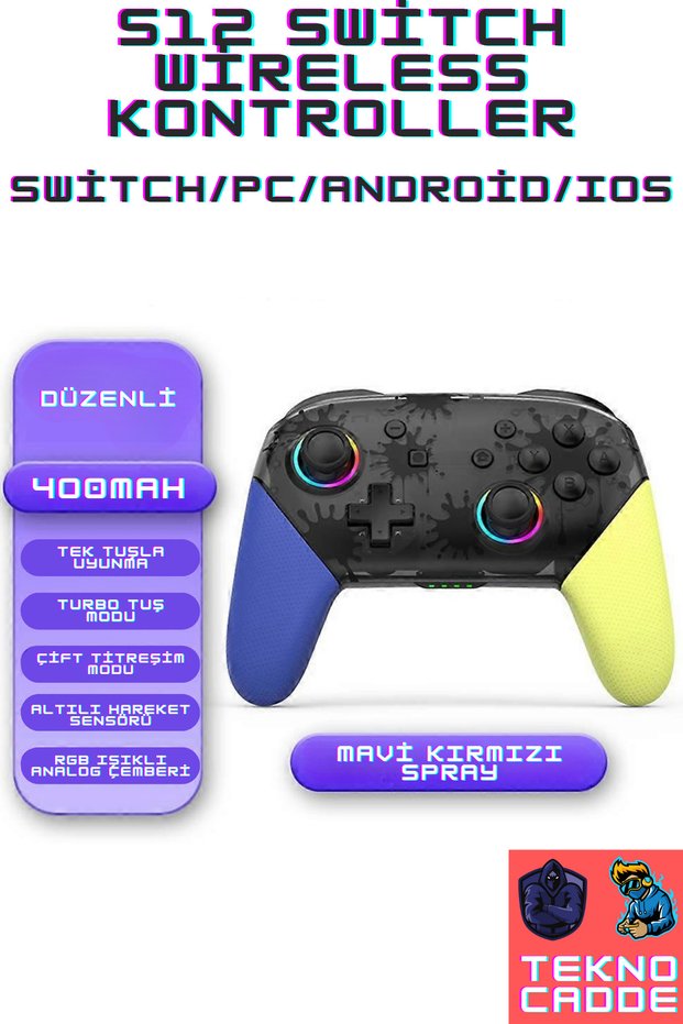 S12 Nintendo Switch/Switch Lite/Switch OLED/PC/Android/IOS Bluetooth RGB Joystick