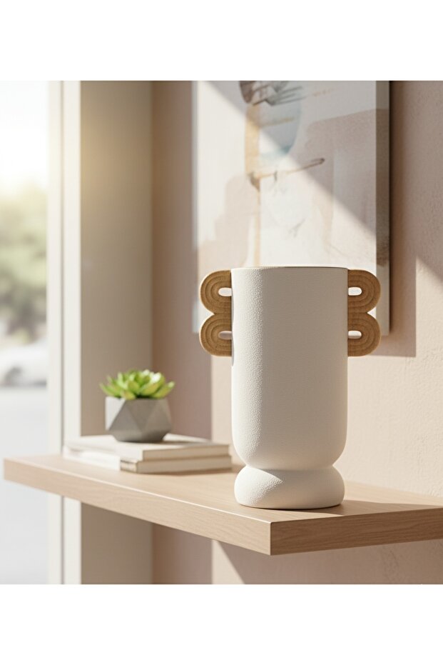 White Decorative Flower Vase - Elegant design without flowers to add a touch of class to any space - 2
