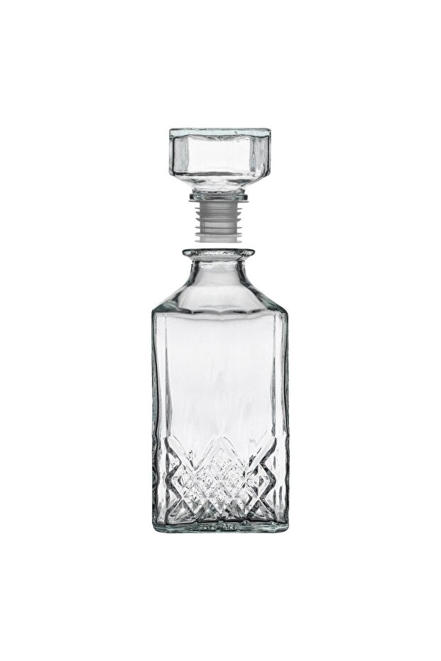 Square Transparent Bottle with Embossed Pattern at the Base for Liquor 770ml - 2