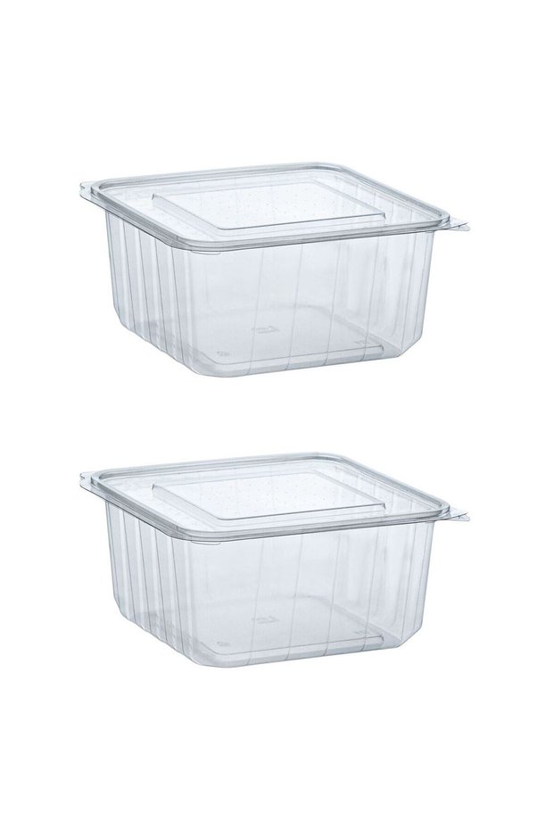Recipiente Alimente Transparente de Plastic cu Capac 2000cc - 2buc