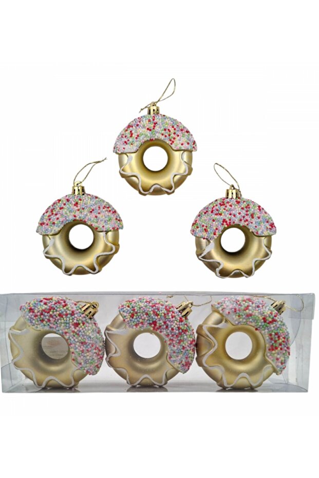 Christmas Ornament 3-Piece 8 cm Donut Ornament