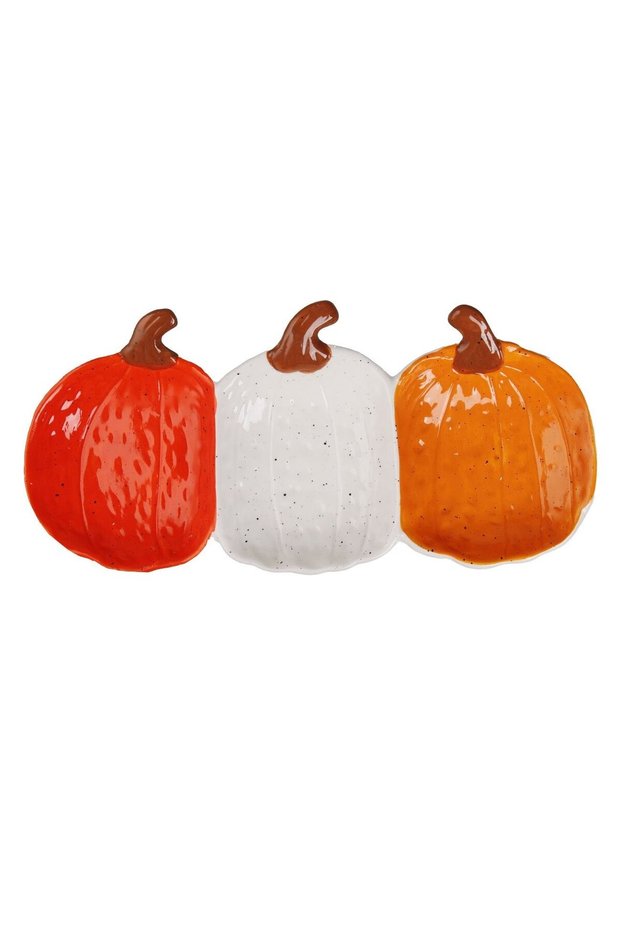Ceramic Plate with 3 Pumpkins Pattern 32x15.2cm