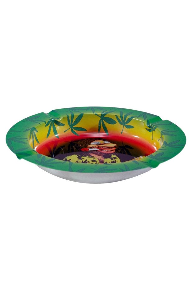 Round Metal Ashtray with Jamaica Pattern Ø7x7cm