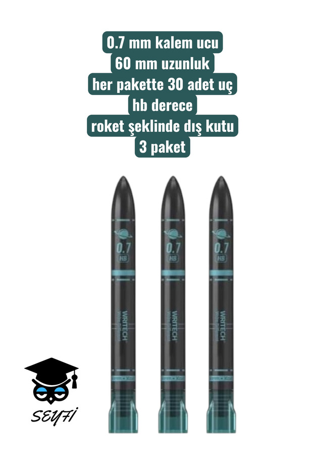 0.7 mm Pencil Lead 60 mm Length 30 Pieces Per Pack Lead Hb Grade Rocket-Shaped Outer Box 3 Packs