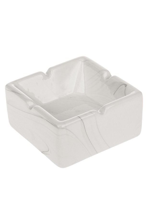 Square Ceramic Ashtray White Marble 10x10x5cm