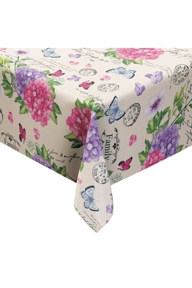 Plastic Tablecloth Hydrangeas 180x140cm