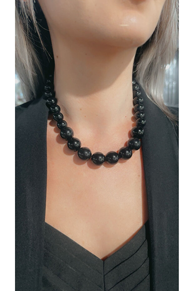 Stainless Steel Wilma Black Bead Necklace-No2