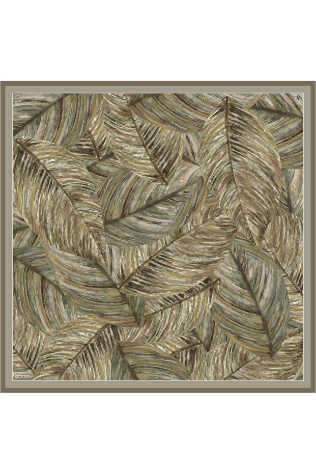 Tivil Pure Silk Scarf 9430 - 32 Khaki Color Mixed Pattern