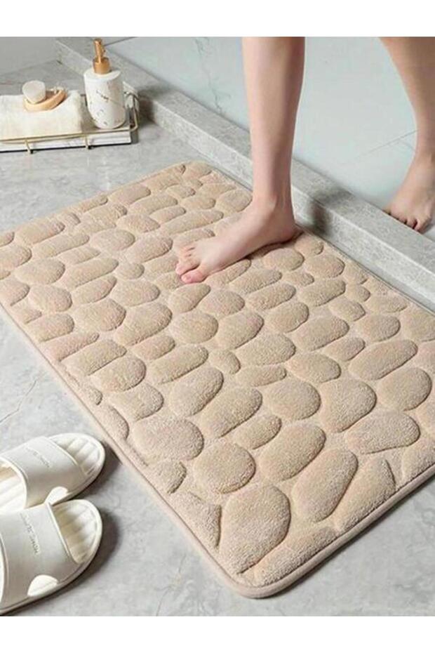 Bathroom carpet 3D pattern, beige, 60x40 cm, soft texture, non-slip - 9