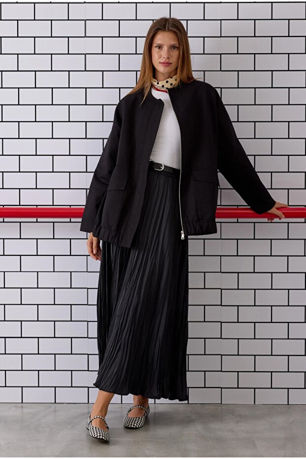 Piliseli Kraş Etek Siyah - 2