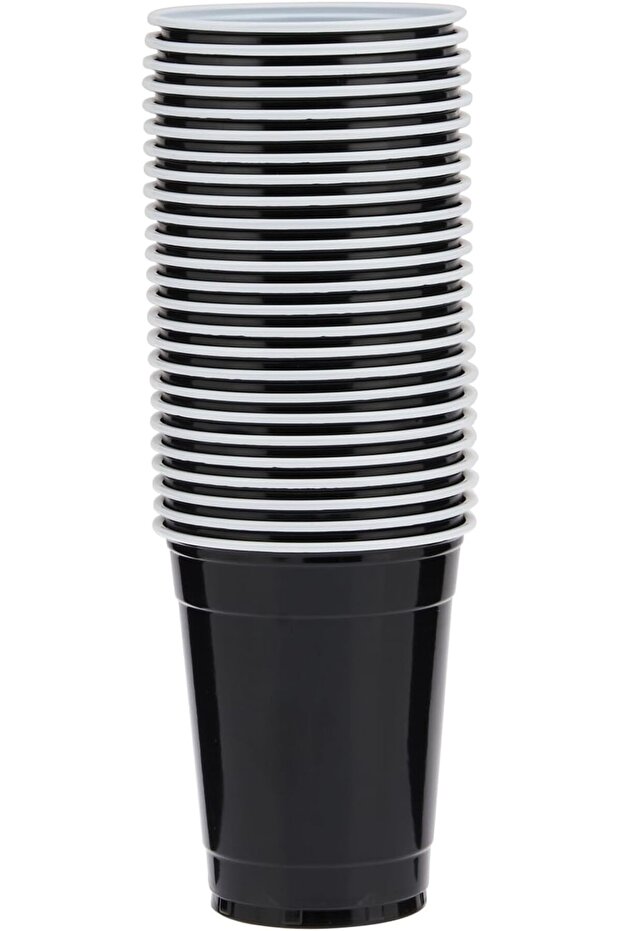 Black Plastic Cups, 12 oz, Durable Disposable Cold Drink Cups for Parties and Events