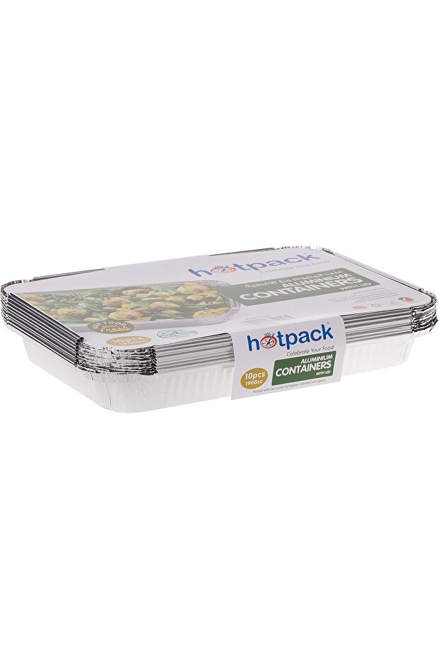 Disposable Food Storage Containers 83190, 1900ML- 10 Pieces (Silver)
