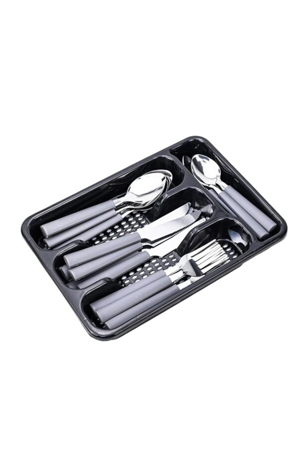 High Quality Cutlery Set, 25 Piece Set(Knives, Spoons, Forks, Teaspoons, TableWare Box-Grey (CS-25-102)