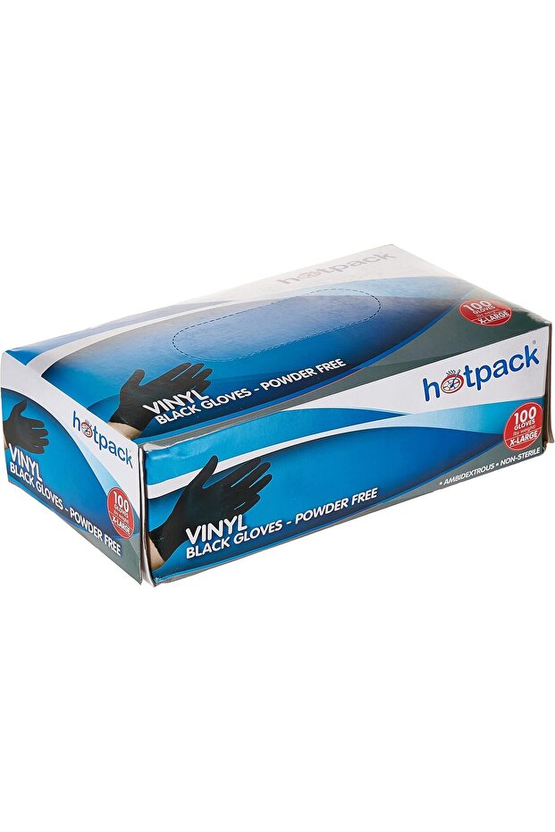 Disposable Vinyl Gloves Black Large Powder Free, Non Sterile, Food Safe, 100 Pieces (1, Extr