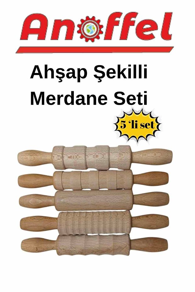 Ahşap Şekilli Merdane 5'li Seti - 1