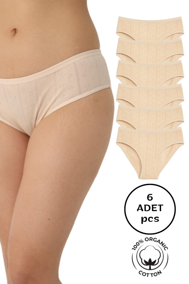 Women's 6-Pack Ten Jacquard Bato Panties - 100% Cotton
