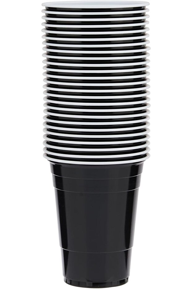 Black Plastic Cups, 16 oz, Durable Disposable Cold Drink Cups for Parties and Events