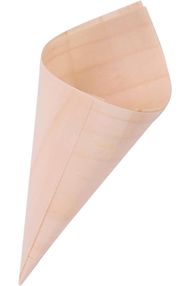 Wooden Serving Cones 12.5cm x 8.5cm, 20 Pieces