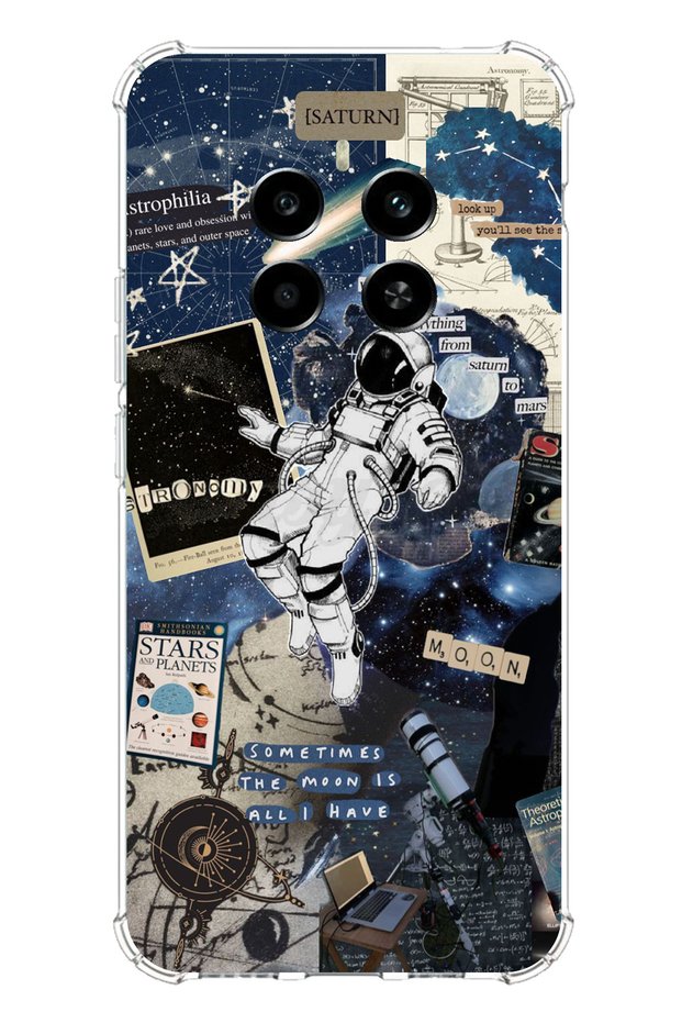 Realme 12 Plus Compatible Retro Astronaut Design Printed Silicone Case