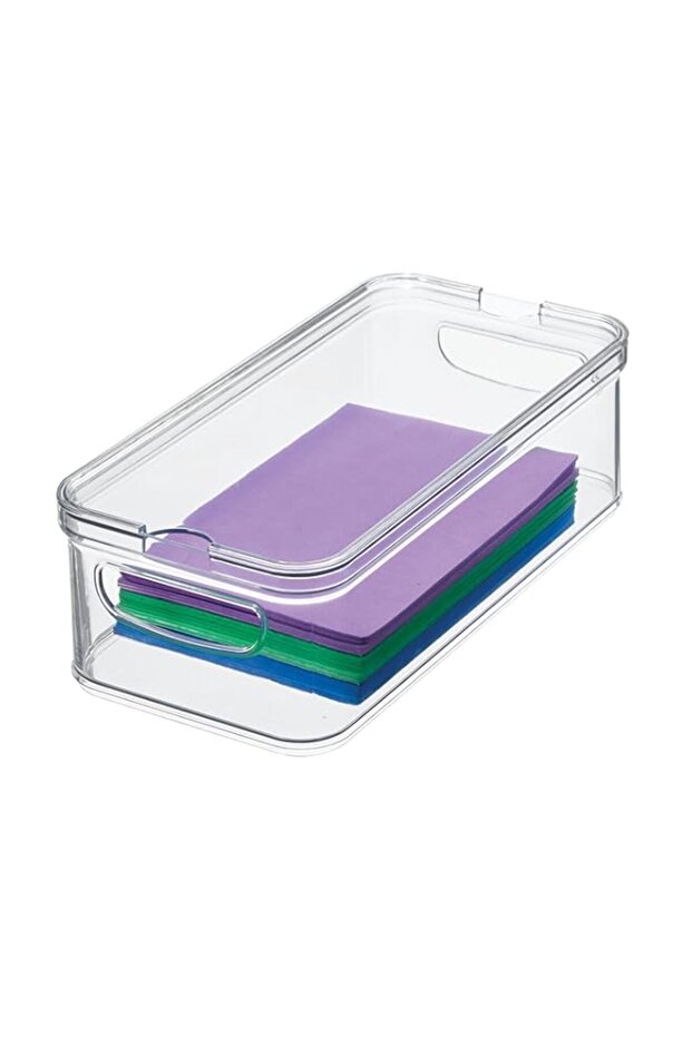 iDesign Crisp Stackable Refrigerator and Pantry Bin with Sliding Tray, Clear, ID71380ES