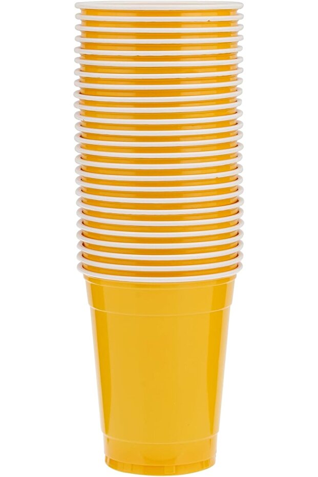Yellow Plastic Cups, 12 oz, Durable Disposable Cold Drink Cups for Parties and Events