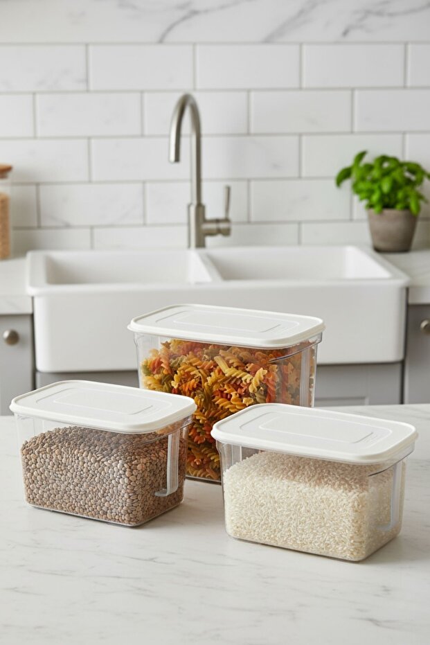 3-Piece Deep Storage Container Set with Handles (2.75 Lt + 3.25 Lt + 5.40 Lt) - 5