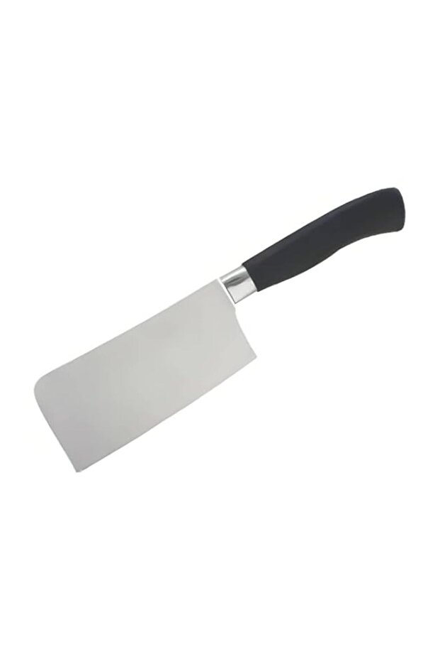Professional Stainless Steel Kitchen Cleaver With Black Handle, For Precise Cutting Of Meat And Bones Black (1 Piece)