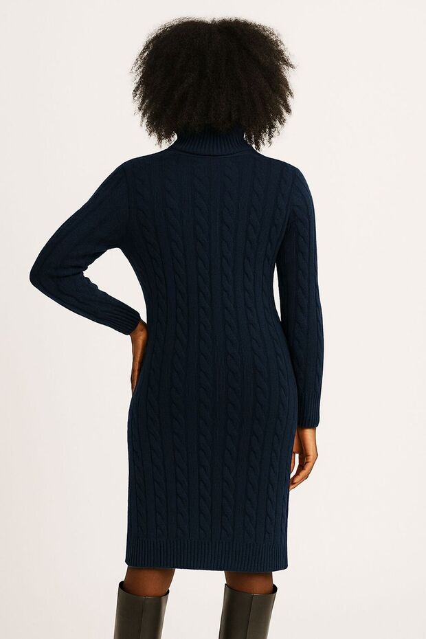 Saç Örgü Detaylı Triko Elbise - 2