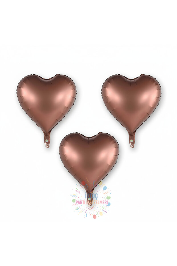 Caramel Color Heart Foil Balloon 3 Pieces