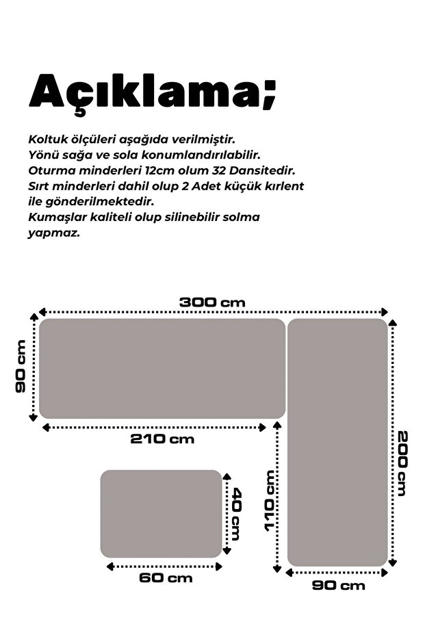 Kaliteli Köşe Koltuk Takımı 3metre x 2metre Yön Değişebilir - 3