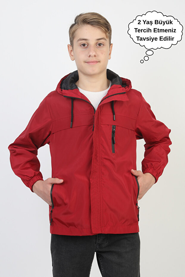 Boy's Hooded Pocket Lined Seasonal Raincoat