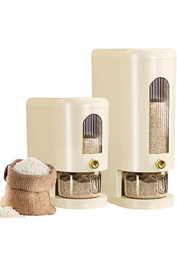 Lrge Rice Dispenser Lid And Mesuring Cup Food Storage Container Rice Cerel & Grins