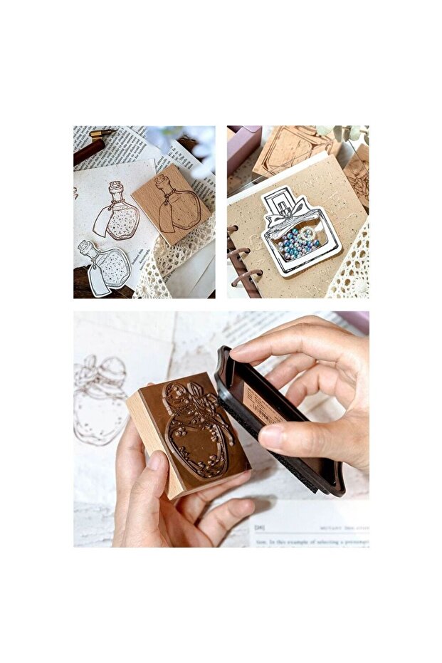 1 adet şişe ahşap stamp - Numara : 2 - 1