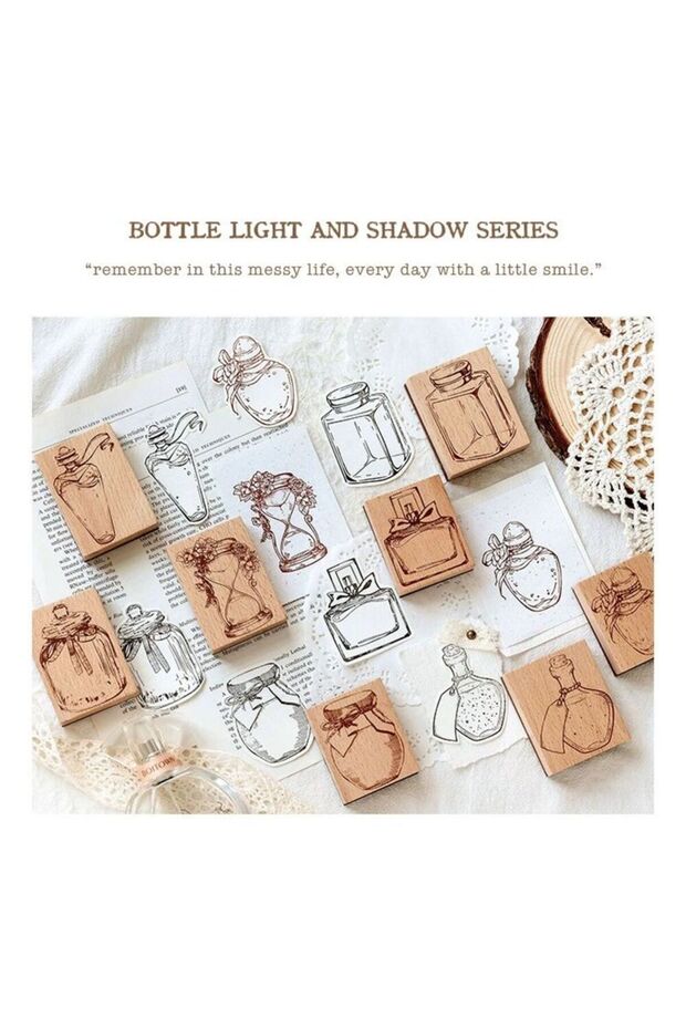 1 adet şişe ahşap stamp - Numara : 2 - 5